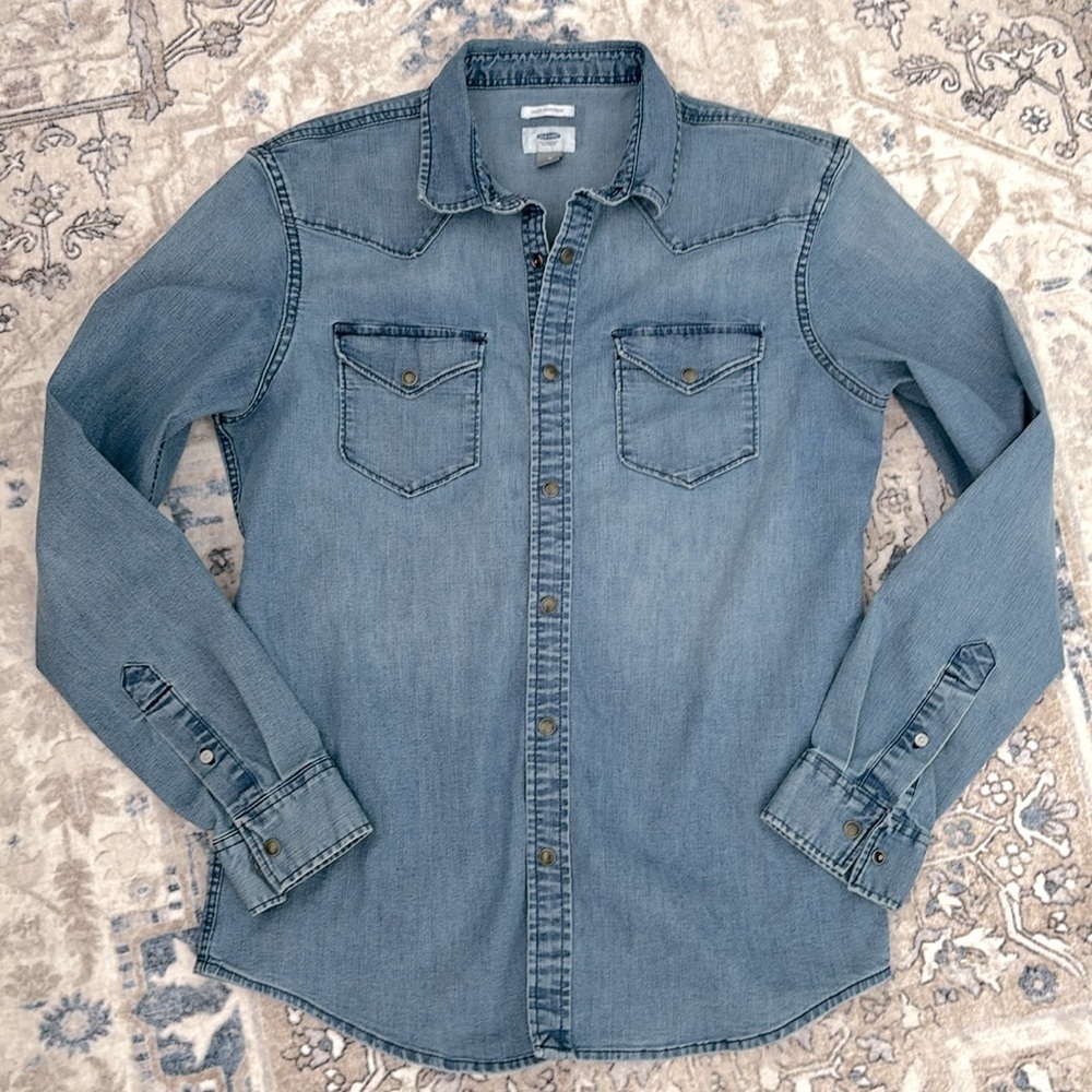 Old Navy Denim Shirt western snap button men’s medium slim fit